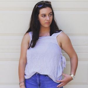 Blue and White Striped Top